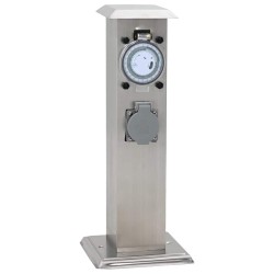 Pilier de prise de jardin avec minuterie Acier inoxydable  