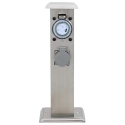 Pilier de prise de jardin avec minuterie Acier inoxydable  