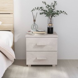 Table de chevet HAMAR Blanc 40x35x44,5 cm Bois de pin massif 