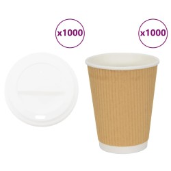 Tasses à café en papier avec couvercles 1000 pcs 12oz 300ml 