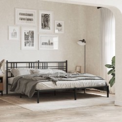 Cadre de lit métal sans matelas avec tête de lit noir 200x200cm 