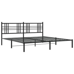 Cadre de lit métal sans matelas avec tête de lit noir 200x200cm 