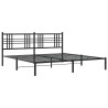 Cadre de lit métal sans matelas avec tête de lit noir 200x200cm 