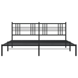 Cadre de lit métal sans matelas avec tête de lit noir 200x200cm 