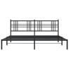 Cadre de lit métal sans matelas avec tête de lit noir 200x200cm 