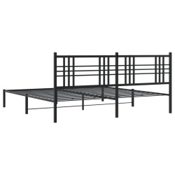 Cadre de lit métal sans matelas avec tête de lit noir 200x200cm 