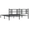 Cadre de lit métal sans matelas avec tête de lit noir 200x200cm 