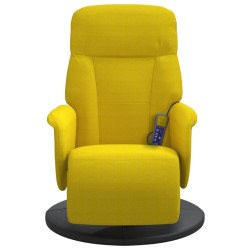 Fauteuil inclinable de massage avec repose-pied jaune velours 
