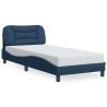 Cadre de lit avec LED sans matelas bleu 90x190 cm tissu 