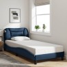 Cadre de lit avec LED sans matelas bleu 90x190 cm tissu 