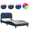 Cadre de lit avec LED sans matelas bleu 90x190 cm tissu 