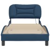Cadre de lit avec LED sans matelas bleu 90x190 cm tissu 