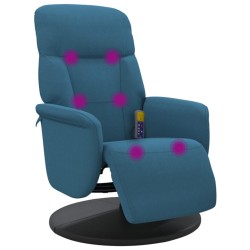 Fauteuil inclinable de massage avec repose-pied bleu velours 