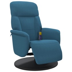 Fauteuil inclinable de massage avec repose-pied bleu velours 