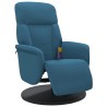 Fauteuil inclinable de massage avec repose-pied bleu velours 