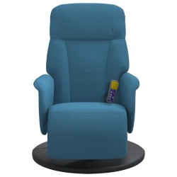 Fauteuil inclinable de massage avec repose-pied bleu velours 