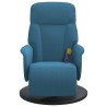 Fauteuil inclinable de massage avec repose-pied bleu velours 