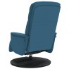 Fauteuil inclinable de massage avec repose-pied bleu velours 