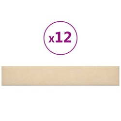 Panneaux muraux 12 pcs Crème 90x15 cm Tissu 1,62 m² 