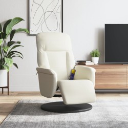 Fauteuil inclinable de massage avec repose-pieds crème velours 