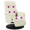 Fauteuil inclinable de massage avec repose-pieds crème velours 