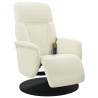 Fauteuil inclinable de massage avec repose-pieds crème velours 