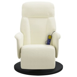 Fauteuil inclinable de massage avec repose-pieds crème velours 