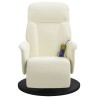 Fauteuil inclinable de massage avec repose-pieds crème velours 