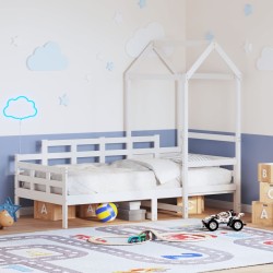 Lit de jour avec toit sans matelas blanc 90x200 cm bois massif 