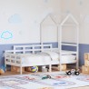 Lit de jour avec toit sans matelas blanc 90x200 cm bois massif 