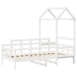 Lit de jour avec toit sans matelas blanc 90x200 cm bois massif 