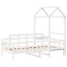 Lit de jour avec toit sans matelas blanc 90x200 cm bois massif 