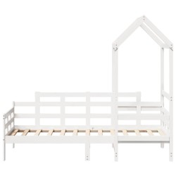 Lit de jour avec toit sans matelas blanc 90x200 cm bois massif 