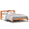 Cadre de lit et tête de lit sans matelas cire marron 135x190 cm 