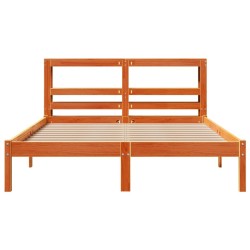 Cadre de lit et tête de lit sans matelas cire marron 135x190 cm 