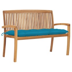 Banc de jardin empilable et coussin 128,5cm Bois de teck massif 