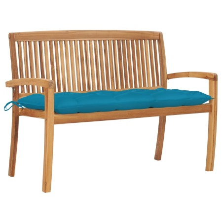 Banc de jardin empilable et coussin 128,5cm Bois de teck massif 