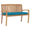 Banc de jardin empilable et coussin 128,5cm Bois de teck massif 