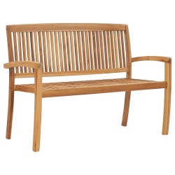 Banc de jardin empilable et coussin 128,5cm Bois de teck massif 