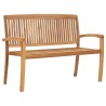 Banc de jardin empilable et coussin 128,5cm Bois de teck massif 