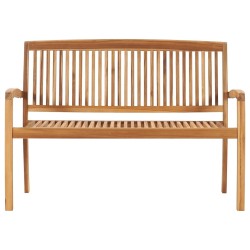 Banc de jardin empilable et coussin 128,5cm Bois de teck massif 