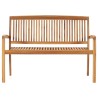 Banc de jardin empilable et coussin 128,5cm Bois de teck massif 