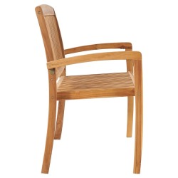 Banc de jardin empilable et coussin 128,5cm Bois de teck massif 