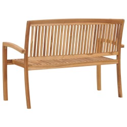 Banc de jardin empilable et coussin 128,5cm Bois de teck massif 