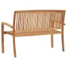 Banc de jardin empilable et coussin 128,5cm Bois de teck massif 