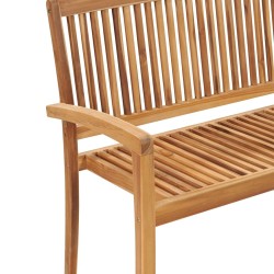 Banc de jardin empilable et coussin 128,5cm Bois de teck massif 