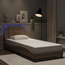 Cadre de lit avec LED sans matelas cappuccino 90x200 cm 