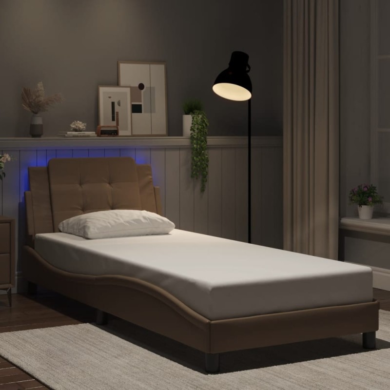 Cadre de lit avec LED sans matelas cappuccino 90x200 cm 