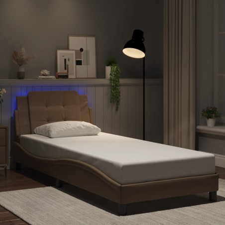 Cadre de lit avec LED sans matelas cappuccino 90x200 cm 