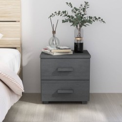 Table de chevet HAMAR Gris foncé 40x35x44,5 cm Bois pin massif 